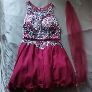 Burgundy cocktail homecoming dress